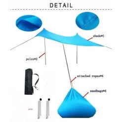 YIDOMDE Family Beach Pop-up Family Beach Ombre Pour La Cour, Les Parcs De Pique-nique (bleu 210*160*150cm, 2 Pôles) -Tente de réception Soldes 67166667 3