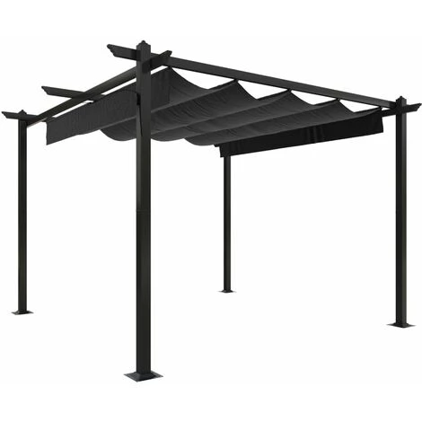 TRUE DEAL Tonnelle De Jardin Avec Toit Rétractable 3x3 M Anthracite 4 TRUE DEAL Tonnelle De Jardin Avec Toit Rétractable 3x3 M Anthracite - Image 2