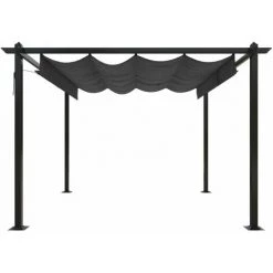 TRUE DEAL Tonnelle De Jardin Avec Toit Rétractable 3x3 M Anthracite 9 TRUE DEAL Tonnelle De Jardin Avec Toit Rétractable 3x3 M Anthracite -Tente de réception Soldes 67300647 3