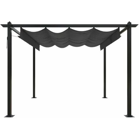TRUE DEAL Tonnelle De Jardin Avec Toit Rétractable 3x3 M Anthracite 5 TRUE DEAL Tonnelle De Jardin Avec Toit Rétractable 3x3 M Anthracite - Image 3