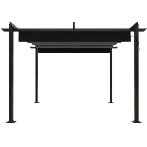 TRUE DEAL Tonnelle De Jardin Avec Toit Rétractable 3x3 M Anthracite 6 TRUE DEAL Tonnelle De Jardin Avec Toit Rétractable 3x3 M Anthracite - Image 4