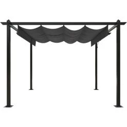 TRUE DEAL Tonnelle De Jardin Avec Toit Rétractable 3x3 M Anthracite 11 TRUE DEAL Tonnelle De Jardin Avec Toit Rétractable 3x3 M Anthracite -Tente de réception Soldes 67300647 5
