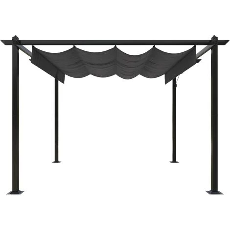 TRUE DEAL Tonnelle De Jardin Avec Toit Rétractable 3x3 M Anthracite 7 TRUE DEAL Tonnelle De Jardin Avec Toit Rétractable 3x3 M Anthracite - Image 5