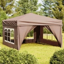 TRUE DEAL Tente De Réception Pliable Avec Parois Taupe 3x3 M