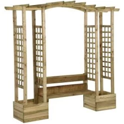 TRUE DEAL Pergola De Jardin Avec Banc Et Jardinières Bois De Pin Imprégné -Tente de réception Soldes 67305634 2