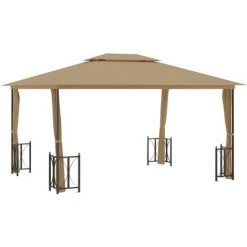 TRUE DEAL Tonnelle Avec Parois Et Toit Double 3x4 M Taupe -Tente de réception Soldes 67310236 2