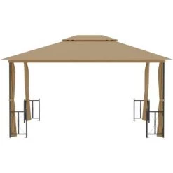 TRUE DEAL Tonnelle Avec Parois Et Toit Double 3x4 M Taupe -Tente de réception Soldes 67310236 3
