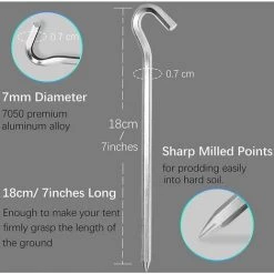 KAEJYIUT Piquets De Tente En Aluminium, 14 Pièces Crochets De Tente De 18 Cm Piquets De Tente Piquets Pour Sols Durs, Idéal Pour Le Jardinage, Le Camping, La Pêche Et Les Tentes -Tente de réception Soldes 67330536 2