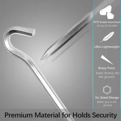 KAEJYIUT Piquets De Tente En Aluminium, 14 Pièces Crochets De Tente De 18 Cm Piquets De Tente Piquets Pour Sols Durs, Idéal Pour Le Jardinage, Le Camping, La Pêche Et Les Tentes -Tente de réception Soldes 67330536 4