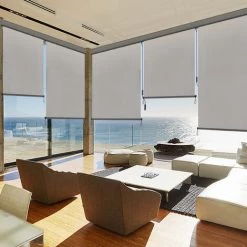 Froadp Auvent Vertical, Store Enrouleur Occultant Avec Manivelle, Auvent De Confidentialité, Crème Solaire Résistante Aux UV, Adapté Pour L'intérieur Et L'extérieur, 250x140cm, (Gris Clair) -Tente de réception Soldes 67376750 4