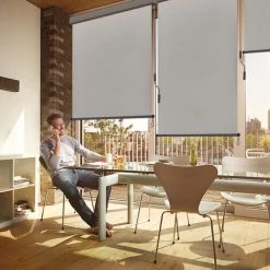 Froadp Auvent Vertical, Store Enrouleur Occultant Avec Manivelle, Auvent De Confidentialité, Crème Solaire Résistante Aux UV, Adapté Pour L'intérieur Et L'extérieur, 250x140cm, (Gris Clair) -Tente de réception Soldes 67376750 5