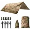 Cisea Tarp Camouflage Anti-Pluie Camping Rain Tente Bâche Portable Ripstop Légèr Imperméable à L'eau Pour Randonnée, Pêche,Pique-Nique, Abri -avec Accessoires Et Sac De Transport