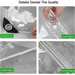 Cisea Bâche Transparente Imperméable, Bâche Durable Résistante Aux Intempéries Avec Oeillets, Auvents Pliables En PVC De 0.35mm Pour Jardins, Serre, Plantes, Bâche De Toit,Clear,1x1M -Tente de réception Soldes 67416839 5
