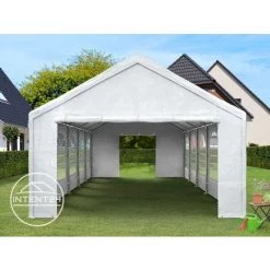 INTENT24.FR INTENT24 5x10m Tente De Réception, PE Env. 240 G/m², H. 2m, Blanc - Blanc -Tente de réception Soldes 6742878 3