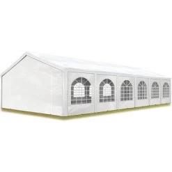 INTENT24.FR Tente Barnum De Réception 5x12 M PE Bâches Amovibles 200-240 G/m² BLANC / Jardin Tonnelle Pavillon Chapiteau - Blanc