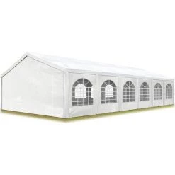 INTENT24.FR Tente De Réception 6x12 M, Toile De Haute Qualité Env. 240g/m² PE Blanc Construction En Acier Galvanisé Avec Raccordement Par Vissage - Blanc