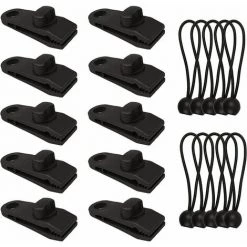 ENLENK Lot De 10 Pinces De Fixation Pour Tente, Tente, Auvent, Bannières, Bateau, Jardinage - Noir