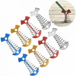 GRID COOL Piquets D'ancrage De Pont En Alliage D'aluminium Piquets De Tente En Forme D'arête De Poisson Avec Boucle à Ressort Et Cordon De Réglage Pour Le Camping 8PCS 7.7*3.6cm，Fonepro -Tente de réception Soldes 67575591 3