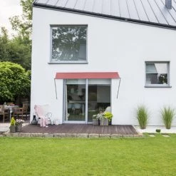 Relaxdays Store Rétractable, HxL : 120x250 Cm, Protection UV, Polyester, Ombre Fenêtre, Balcon, Gris/rouge -Tente de réception Soldes 67619692 3