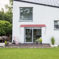 Relaxdays Store Rétractable, HxL : 120 X 350 Cm, Protection UV, Polyester, Ombre Fenêtre, Balcon, Gris/rouge -Tente de réception Soldes 67619725 3