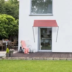 Relaxdays Store Rétractable, HxL : 120x150 Cm, Protection UV, Polyester, Ombre Fenêtre, Balcon, Gris/rouge -Tente de réception Soldes 67619729 3