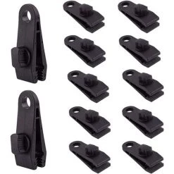 FLYME Clip De Bâche 12 Pièces Clips De Tente En Plastique En Nylon Clips De Tente De Bouche De Crocodile Set Polyvalent Coupe-vent Boucle Fixe Clip Accessoires De Tente