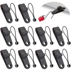 TANABATA 20 Pcs Pinces Linoléum Réutilisables Tarp Clips PoignéE Verrouillage Robuste Pour Camping, L'agriculture, Jardin, Housses Bateau, Auvents, Bannières—Noir, 10 Pinces De Tente+10 Cordes Attachées