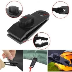 TANABATA 20 Pcs Pinces Linoléum Réutilisables Tarp Clips PoignéE Verrouillage Robuste Pour Camping, L'agriculture, Jardin, Housses Bateau, Auvents, Bannières—Noir, 10 Pinces De Tente+10 Cordes Attachées -Tente de réception Soldes 67668606 4