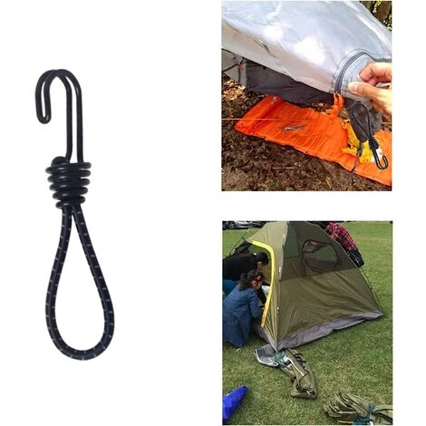 ENLENK Lot De 2 Sangles élastiques Avec Crochets - Noires - 16 Cm - Pour Bâche, Auvent, Tente De Camping 6 ENLENK Lot De 2 Sangles élastiques Avec Crochets - Noires - 16 Cm - Pour Bâche, Auvent, Tente De Camping – Image 4