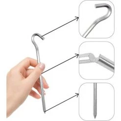 ENLENK 16 Pièces Piquets De Tente Piquets De Sol Crochets Pour Tente Camping Jardinage Piquets De Tente En Acier Galvanisé Argent -Tente de réception Soldes 67678436 4