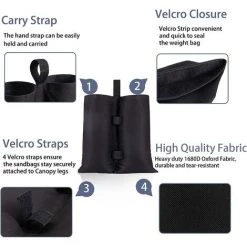 ENLENK Jeu De 4 Poids De Sable Gazebo ,pour Tonnelle De Jardin, Parasol, Pergola, Tente Pliante Poids Pied Parasol- Noir -Tente de réception Soldes 67685257 3