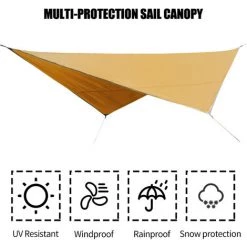 SUPERSELLER Jardin Piscine Tente Anti-mouches Bâche Voile Auvent étanche Pluie Mouche Pare-soleil Résistant Aux UV Abri De Camping Avec Piquets Sac De Rangement En Corde Pour Terrasse Extérieure Jardin Activités De Jardin 10,5 X 8,2 FT - Orange -Tente de réception Soldes 67873380 3