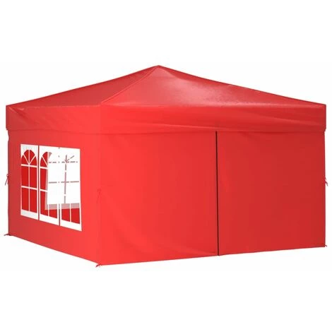Tente De Réception Pliable Avec Parois Rouge 3x3 M VidaXL - Rouge 3 Tente De Réception Pliable Avec Parois Rouge 3x3 M VidaXL - Rouge