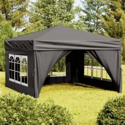 Tente De Réception Pliable Avec Parois Anthracite 3x3 M VidaXL - Anthracite -Tente de réception Soldes 67892630 2