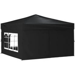 Tente De Réception Pliable Avec Parois Noir 3x3 M VidaXL - Noir