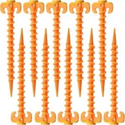 LTS FAFA Ongles Au Sol Piquets De Tente En Plastique PP De Qualité, Corde Piquet Clou Pour La Tente D'Exterieur Equipement Accessoire De TentePour Plage, Plage, Jungle, Boue.Jaune(20cm×4.5cm, ⌀10)