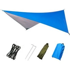 YIENJAOY AGILITY Camping Bâche Anti-Pluie Rain Tarp Imperméable Tarp Rain Fly Toile De Tente Avec Sac De Rangement Pour Extérieur Camping Randonnée,Bleu 230*210cm