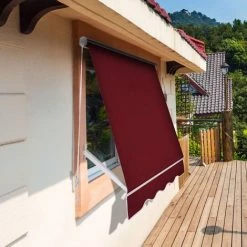 Outsunny Store Banne Manuel Inclinaison Réglable Aluminium Polyester Imperméabilisé 70L X 180l Cm Aubergine - Violet -Tente de réception Soldes 6812070 2