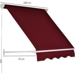 Outsunny Store Banne Manuel Inclinaison Réglable Aluminium Polyester Imperméabilisé 70L X 180l Cm Aubergine - Violet -Tente de réception Soldes 6812070 3