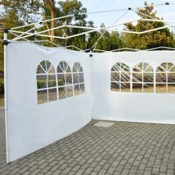 Outsunny Parois Latérales De Rechange Barnum Tonnelle 3 X 3 Ou 3 X 6 M 2 Pièces 2 Grandes Fenêtres Blanc - Blanc -Tente de réception Soldes 6812073 3