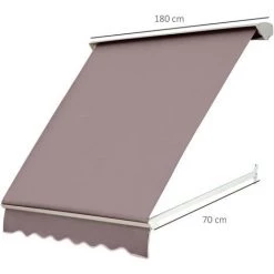 Outsunny Store Banne Manuel Inclinaison Réglable Aluminium Polyester Imperméabilisé 70L X 180l Cm Taupe Clair -Tente de réception Soldes 6812080 3