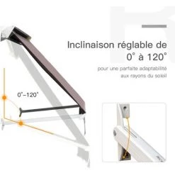 Outsunny Store Banne Manuel Inclinaison Réglable Aluminium Polyester Imperméabilisé 70L X 180l Cm Taupe Clair -Tente de réception Soldes 6812080 5