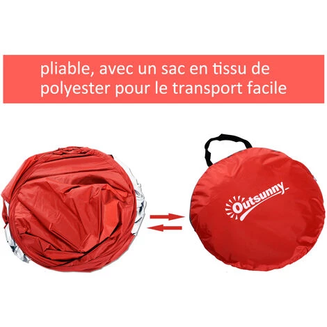 Outsunny Abri De Plage Tente De Plage Pliable Pop-up Automatique Instantané Protection UV Fenêtre Arrière Grand Tapis De Sol Rouge Brique - Rouge 7 Outsunny Abri De Plage Tente De Plage Pliable Pop-up Automatique Instantané Protection UV Fenêtre Arrière Grand Tapis De Sol Rouge Brique - Rouge - Image 5