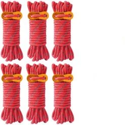 OYLDA Cordon Réfléchissant 5 Mm Cordon De Guidage De Tente Avec Réglage En Aluminium, Pour Store De Camping Et De Randonnée, Rouge, 6 Pièces
