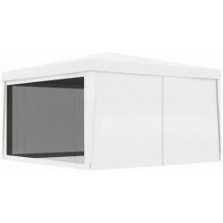 LangRay Maison & Jardin Tente De Réception Avec 4 Parois Latérales En Maille 4x4m Blanc