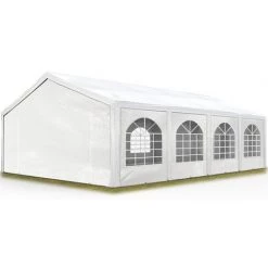 INTENT24.FR Tente Barnum De Réception 5x8 M PE Bâches Amovibles 200-240 G/m² BLANC / Jardin Tonnelle Pavillon Chapiteau - Blanc