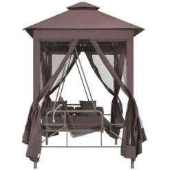 VidaXL Belvédère Convertible En Balancelle Café - Brun -Tente de réception Soldes 6949945 4