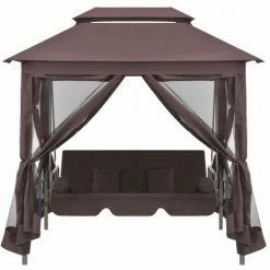 VidaXL Belvédère Convertible En Balancelle Café - Brun -Tente de réception Soldes 6949945 5