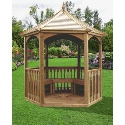 Habrita Pavillon Hexagonal - Toiture Bois - 4,74 M² -Tente de réception Soldes 7009860 3