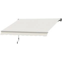 Outsunny Store Banne Manuel Rétractable Aluminium Polyester Imperméabilisé 3L X 2,5l M Crème - Crème